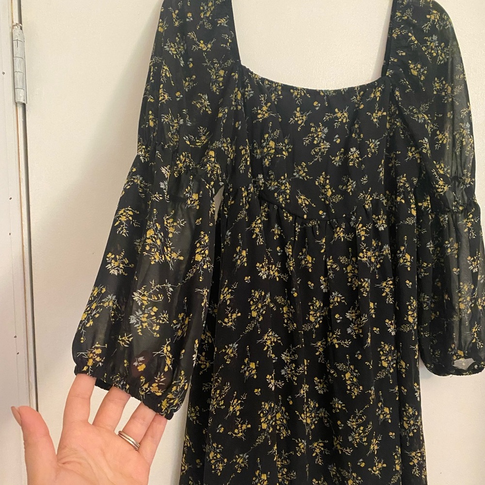 Black floral print dress